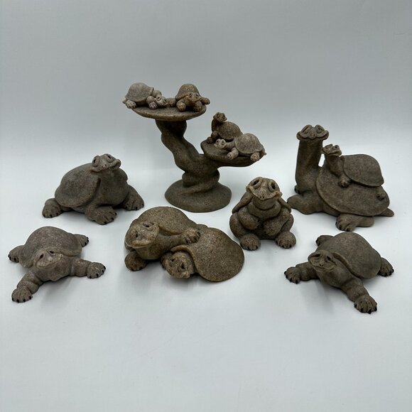 11 pc Vintage Quarry Critters Turtle / Tortoise Figures by Second Nature Design - Picture 1 of 12